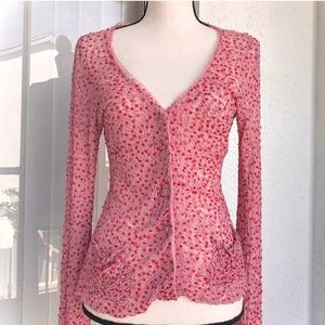 Ann Ferriday Sequin Sheer Mesh Cardigan